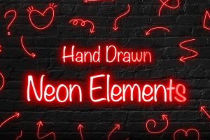 48个手绘霓虹发光线条图形元素动画 Hand Drawn Neon Elements