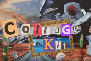 398种创意复古眼睛嘴巴头发手势动物汽车物品贴纸动画Collage Kit Constructor
