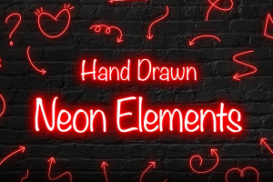 48种手绘霓虹发光线条图形元素动画 Hand Drawn Neon Elements