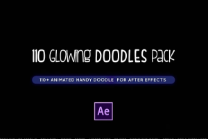 110种手绘卡通涂鸦发光线条图形动画 Glowing Doodles Pack