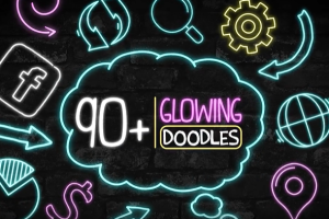 90种手绘霓虹发光图形动画AE模板 Glowing Doodles Pack