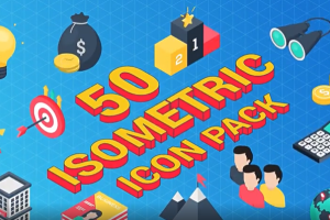 50个三维等距商业宣传图标动画 Isometric Icons