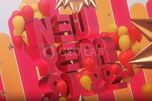 三维设计场景10秒数字倒计时新年快乐开场片头 New Year 2022 Countdown（263M）