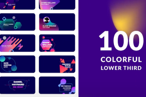 100种炫彩缤纷图形字幕条标题动画 Colorful Lower Thirds（166M）