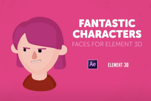 E3D三维卡通人物角色面部绑定动画 Fantastic Characters – Faces for Element 3D（23M）