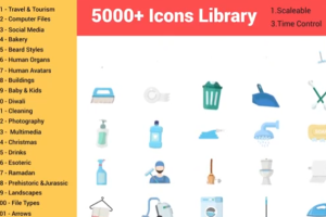 5000个多风格类型二维扁平化ICON图标动画 Icons Pack（383M）