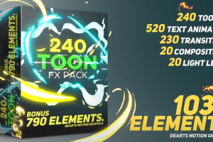 1030个动漫卡通火焰烟雾能量闪电MG动画元素文字标题转场预设(676M)